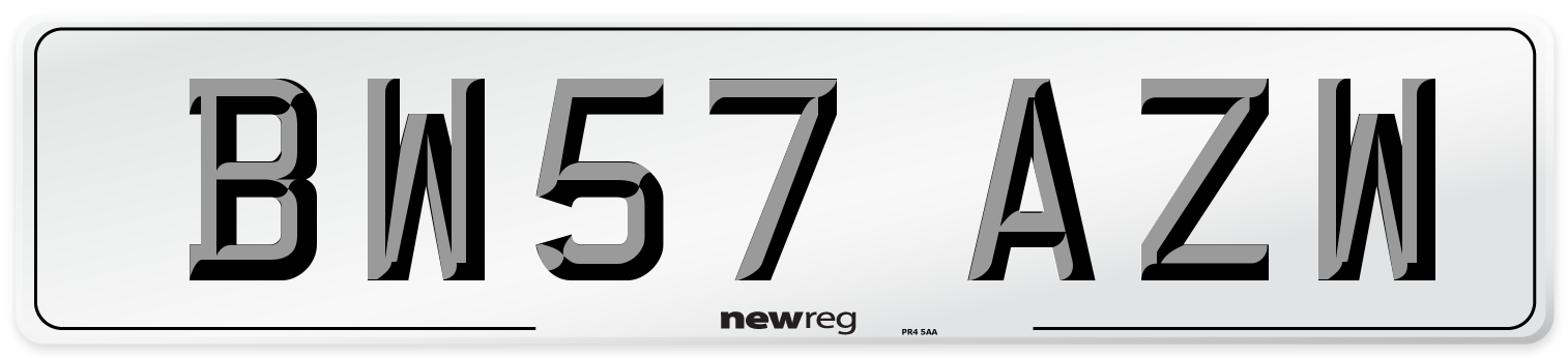 BW57 AZW Number Plate from New Reg
